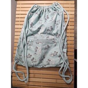 Disney's Mickey Mouse Light Aqua Blue Cotton Cinch Sack Bag. EUC Fast Shipping